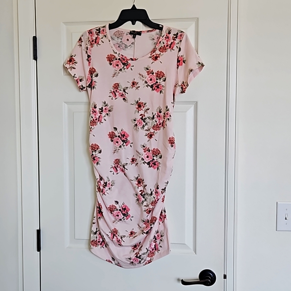 Pink flower maternity dress